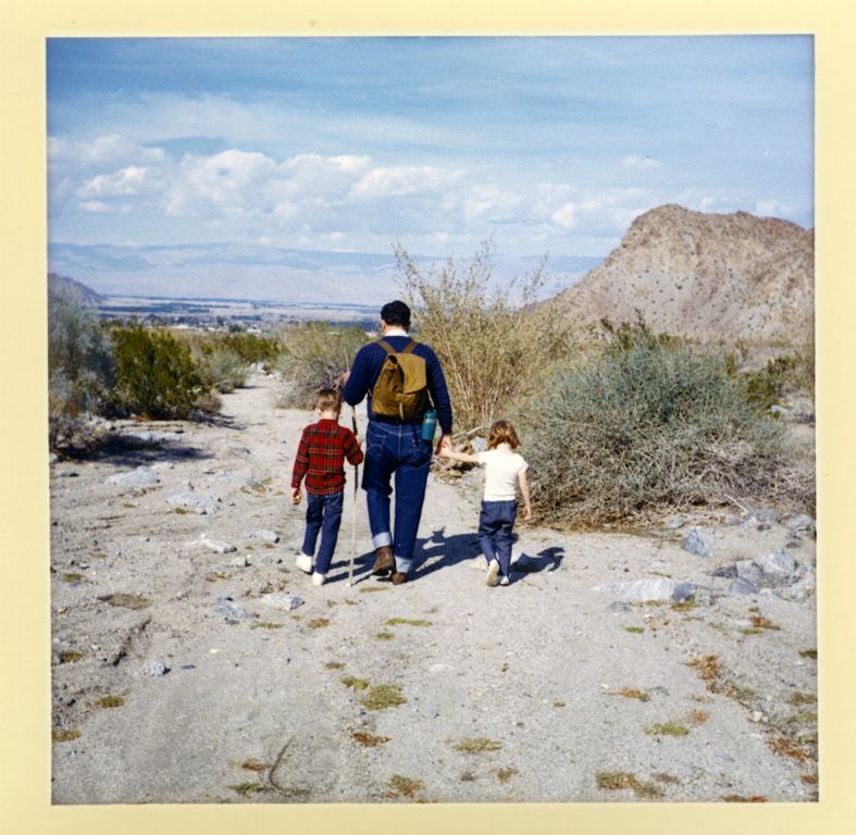 Louis hiking in the desert near La Quinta with son Beau and daughter Anglique.