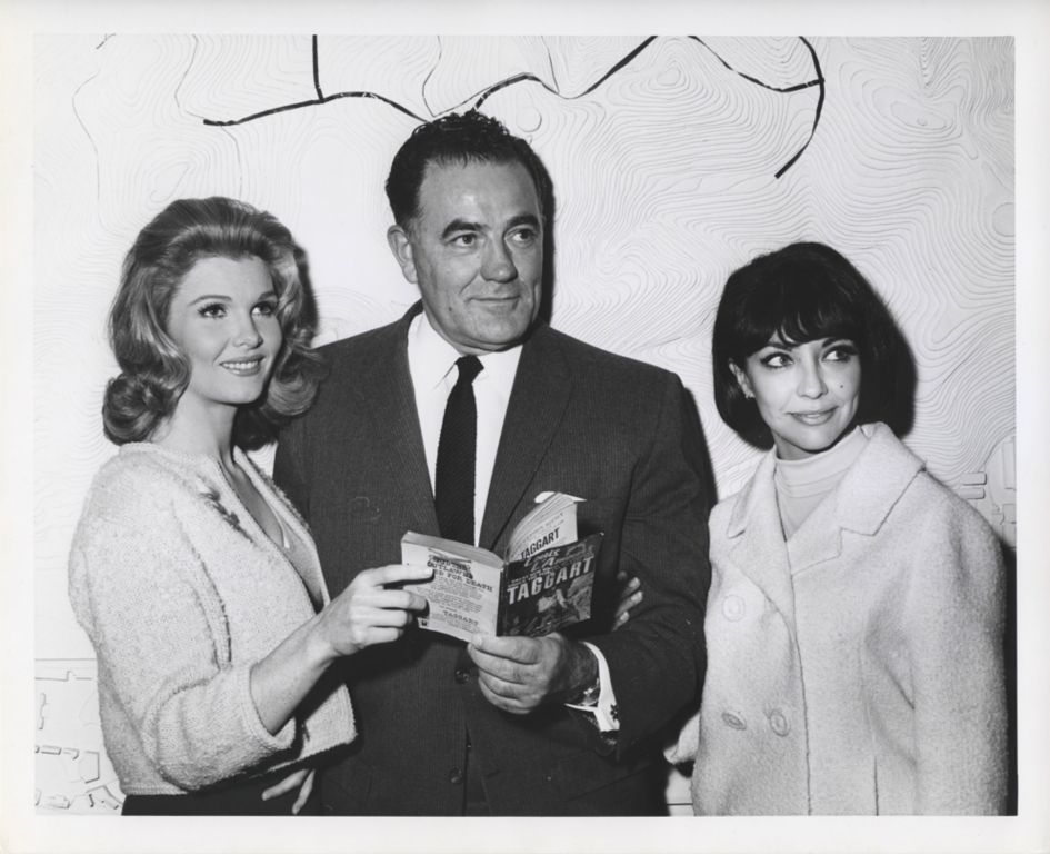 Promoting the movie version of Taggart, Louis with actresses Jean Hale and Elsa Cardenas. Louis actually never saw the movie until he caught 30 minutes of the French version in Quebec over a decade later.