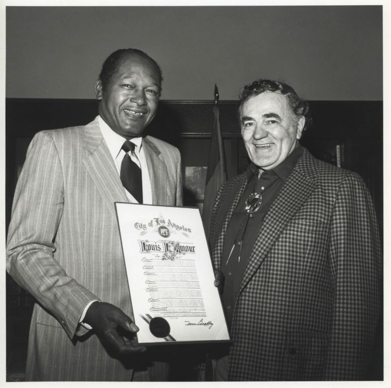 Los Angeles Mayor Tom Bradley celebrates Louis L'Amour Day.