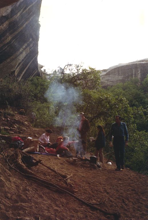 The L'Amour family and friends camp out in the Lion House Anasazi Ruins on the Ute Indian Reservation. 