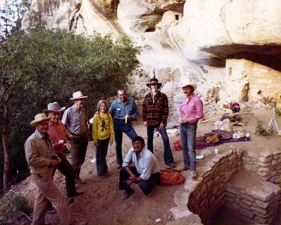 The L'Amour family and friends camp out in the Lion House Anasazi Ruins on the Ute Indian Reservation.