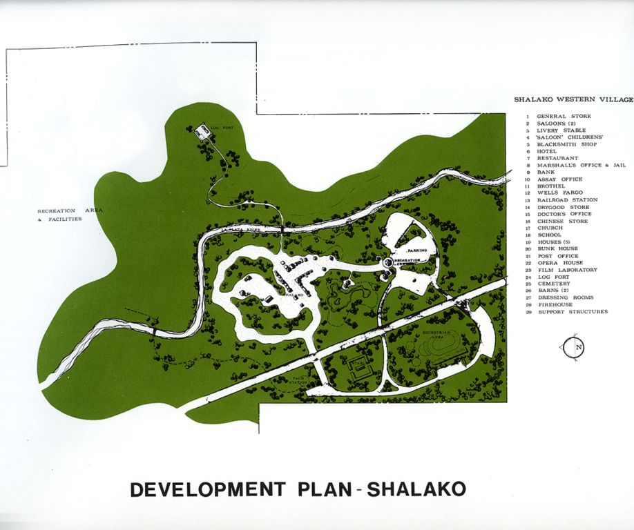There were three attempts to build the Shalako Western Theme Park.  Financially, Louis was only slightly involved, to the tune of a couple thousand dollars, in the first one.  Mostly it was a case of companies using his name and general ideas to create the development.  The first attempt was in the 1970s in Colorado, amd the development was intended to include a Museum, Western Village, Movie Lot, and an Anasazi Pueblo.  The second was in New Mexico and then California in the 1980s, and the third was in Arizona in the 1990s.  None of these projects came to fruition.  This is a selection of artwork from the various different proposals.