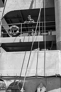 Beau L'Amour aboard the SS Lane Victory, research for No Traveller Returns. Photo by Thanakorn Telan.